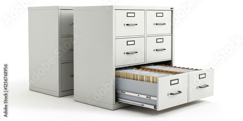 Lateral Filing Cabinets on White Background