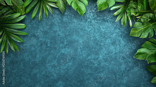 Tropical Green Foliage with Soft Textured Background for Clean and Fresh Banner Design