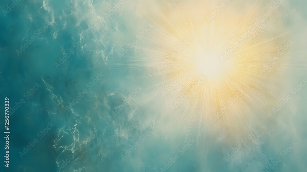 Fototapeta premium Digital Image: Sunburst and Teal Clouds