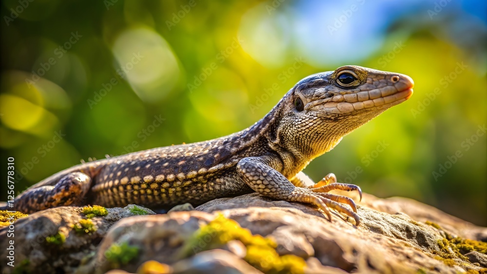 Lizard on Rock, Sunny Day