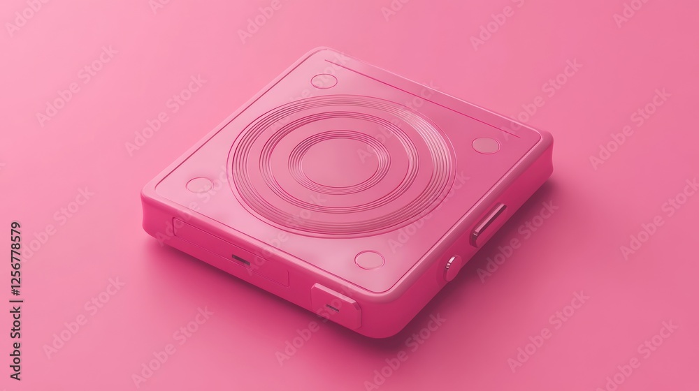 Fototapeta premium Pink square device with circular design for charging.