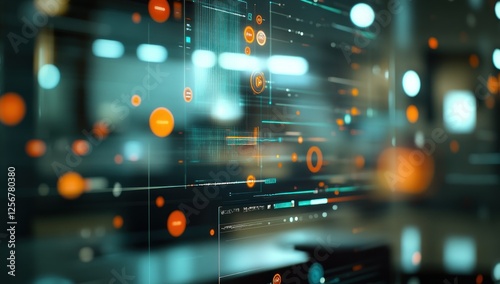 Abstract Digital Interface: Futuristic Technology and Data Visualization