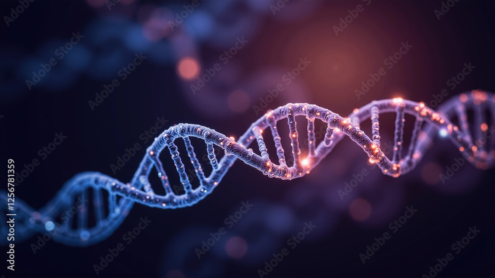 Fototapeta premium Abstract Glowing Molecular Patterns with DNA Strands in Soft Colors