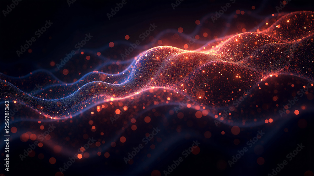 Obraz premium Glowing Waves of Data Infused with AI Learning Algorithms