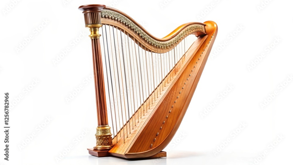 Obraz premium Celtic Harp on White Background