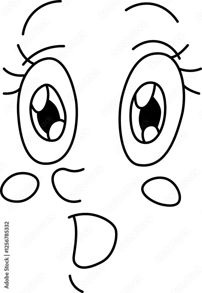 Obraz premium surprised facial expression with raised eyebrows with open eyes with eyelashes and open mouth