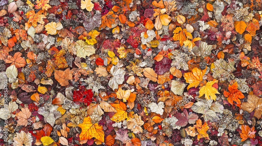 Vibrant Autumn Leaves on the Ground in Various Colors and Textures Capturing the Essence of Fall Season Vibrant Autumn Leaves on the Ground in Various Colors and Textures Capturing the Essence of Fall Season