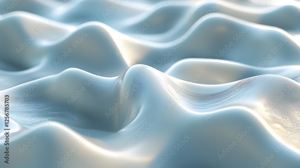Obraz premium Abstract liquid like light blue, wavy texture. The image displays an abstract background and features soft, seamless curves. Macro Texture Backgrounds. Abstract Light Blue Wavy Surface