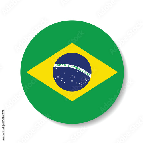 Brazil circle flag logo icon digital vector illustration