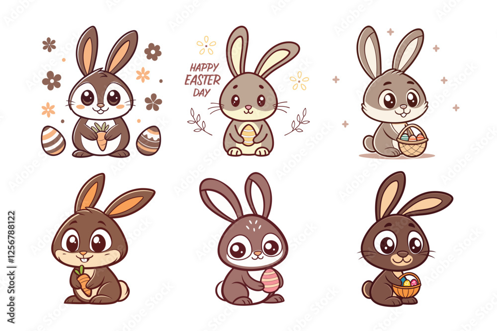 A Bundle of Cute Chocolate bunny vector cartoon illustration Easter day A Bundle of Cute Chocolate bunny vector cartoon illustration Easter day