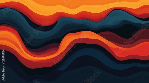 Abstract wavy lines of orange and blue photo