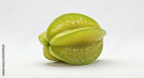 Vibrant Starfruit with Distinctive Ridged Shape on White Background photo