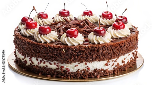 Black Forest Cake on White Background photo