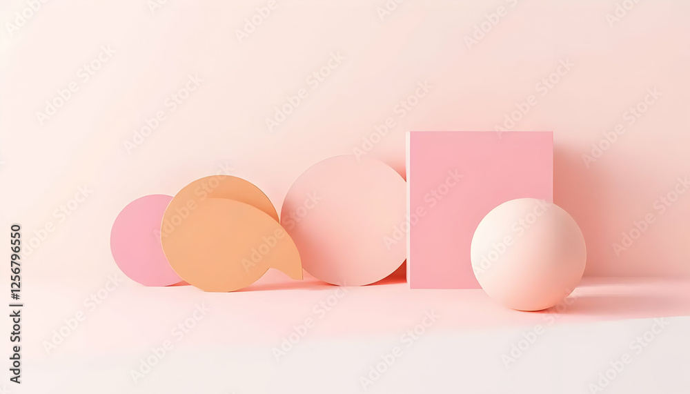 Pastel Geometric Forms on Pink Background Pastel Geometric Forms on Pink Background