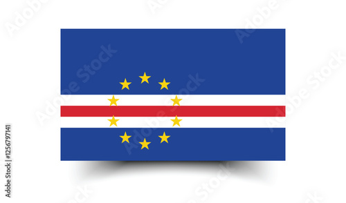 Cape Verde flag. Flag of Cape Verde. The official ratio. Flag icon. Standard color. Standard size. A rectangular flag. Computer illustration. Digital illustration. Vector illustration.