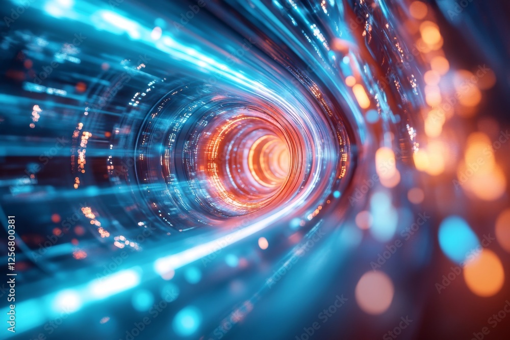 Obraz premium Dynamic futuristic abstract background with glowing blue and red motion streaks