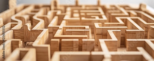 Wooden labyrinth game showing complexity of finding solutions