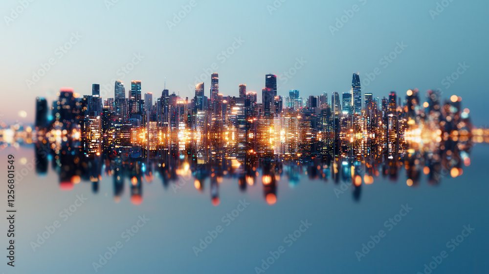 vibrant city skyline at dusk, reflecting lights on water, showcasing modern architecture and urban life vibrant city skyline at dusk, reflecting lights on water, showcasing modern architecture and urban life