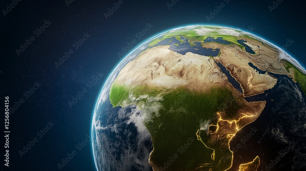 Obraz premium Stunning View of Earth from Space Emphasizing the Continents and Oceans with Meteorological Effects