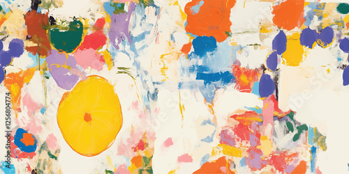 Abstract splatter paint vector pattern in bright colors, Colorful Brush Strokes Texture