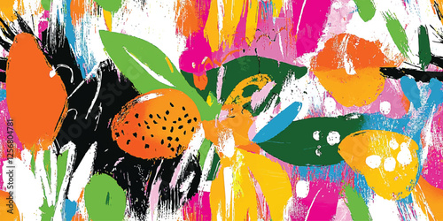 Abstract doodle shape hand drawn decor colorful organic childish doodle geometric elements print, vector seamless pattern