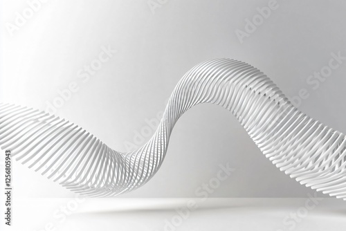 Modern White Abstract Wave Flowing in Minimalist Setting, Clean Design, Abstract White Wave Structure Flowing in a Clean Minimalist Environment, Contemporary Design