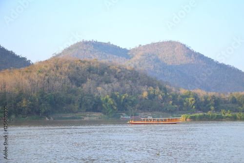 Scenery at Nam Ou River in Luang Prabang, Laos photo