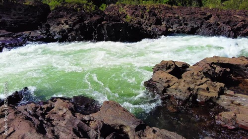 aerial view of the rapids of the Paranapanema river called Garganta do Diabo in the city of Piraju photo