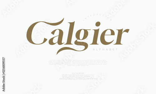 Calgier typography beauty fashion elegant minimalist serif italic fonts decorative wedding vintage retro logos. Minimal luxury font alphabet logo. Vector illustration