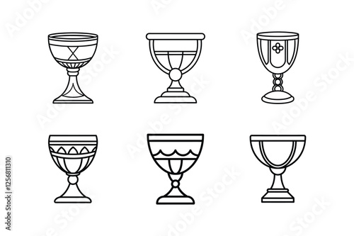 chalice icon line art vector illustration