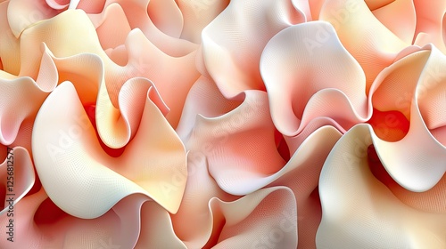 Abstract close-up of soft, flowing fabric-like textures in pastel colors creating a serene atmosphere