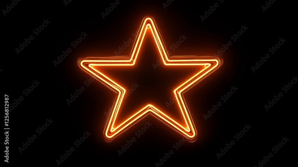 Glowing Neon Star on Black Background Glowing Neon Star on Black Background