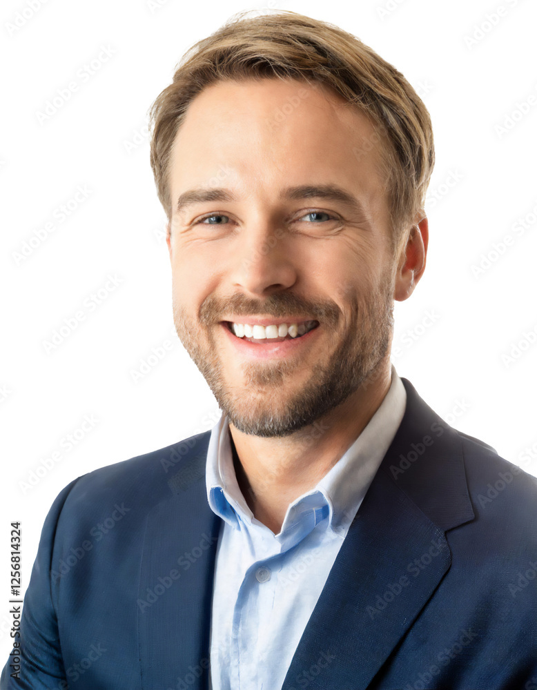 Portrait of only one Man. White Background. Portrait of only one Man. White Background.