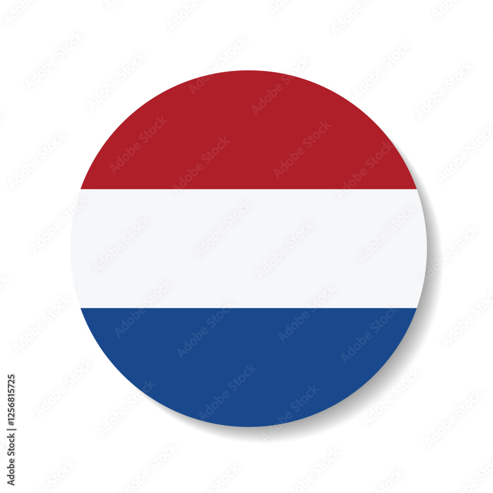 Flag of Netherlands. Netherlands button flag. Netherlands circle flag logo icon digital vector illustration Flag of Netherlands. Netherlands button flag. Netherlands circle flag logo icon digital vector illustration