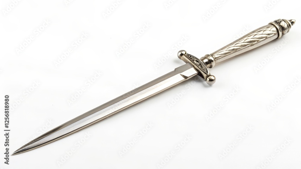 Silver Dagger on White Background Silver Dagger on White Background
