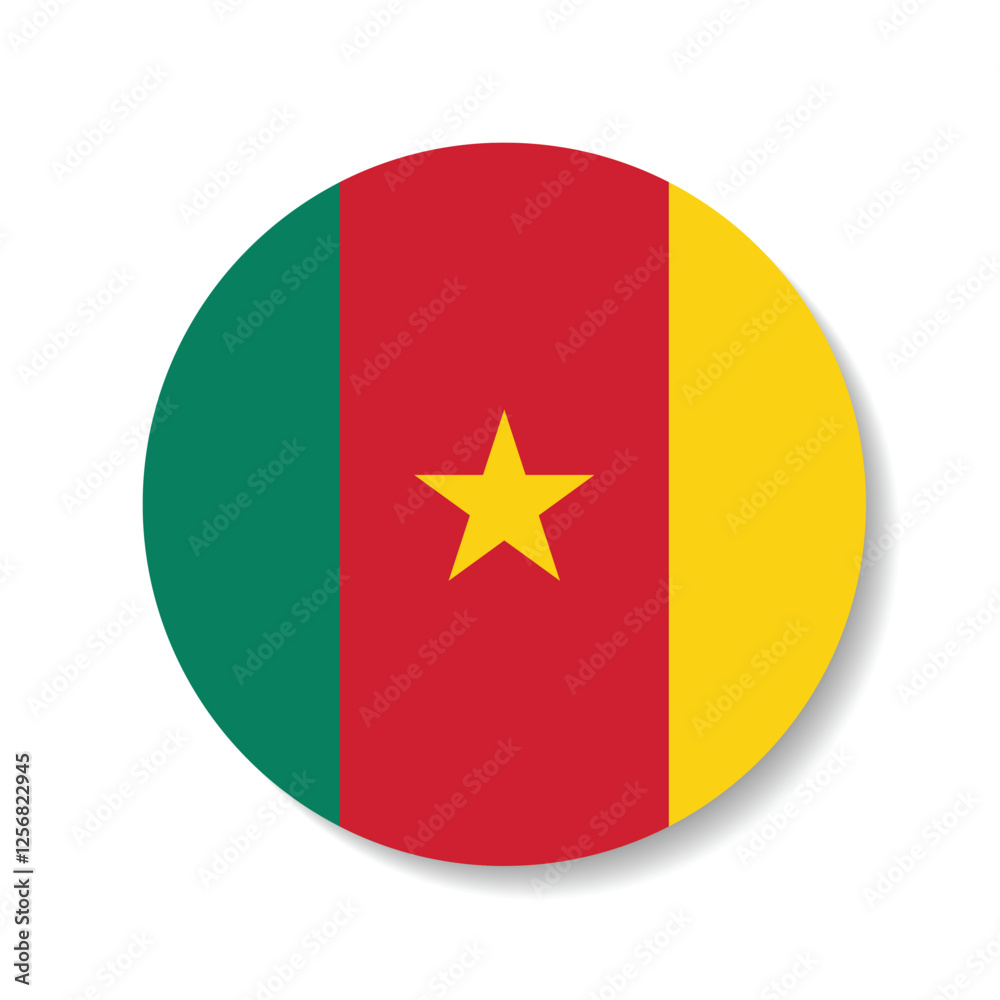 Cameroon circle flag logo icon digital vector illustration Cameroon circle flag logo icon digital vector illustration