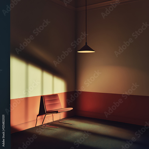 Dramatic Shadows in a Dimly Lit Room Representing Anxiety photo