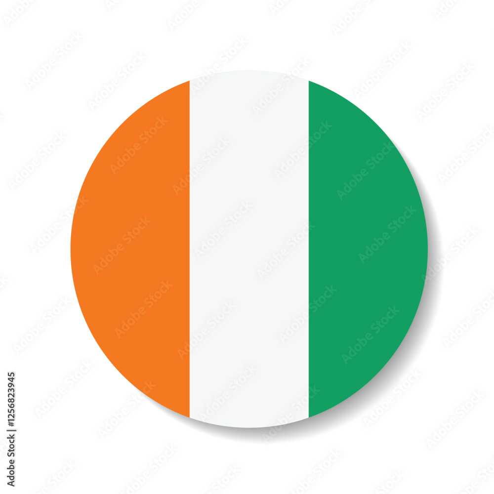 Cote d 'Ivoire circle flag logo icon digital vector illustration Cote d 'Ivoire circle flag logo icon digital vector illustration