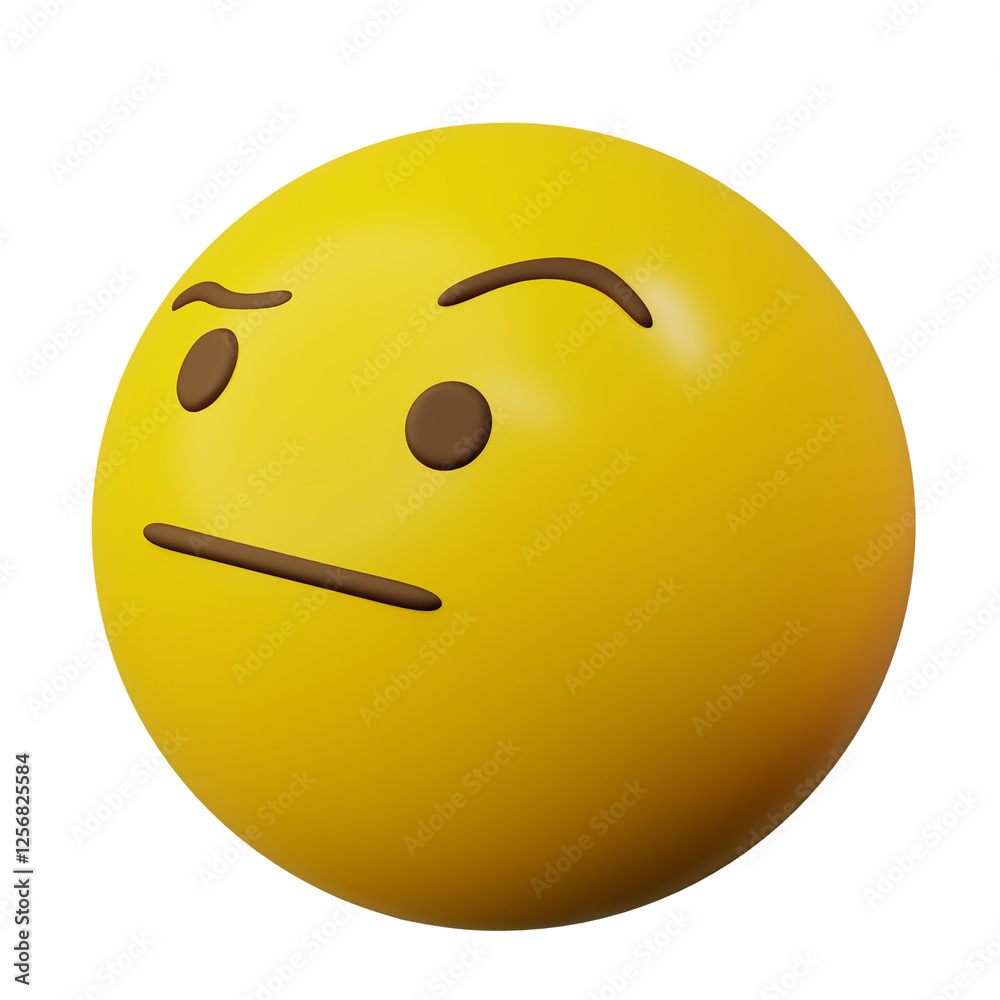 Fototapeta premium 3d Emoticon Questioning Face Yellow Ball Emoticon Emoji or Smiley