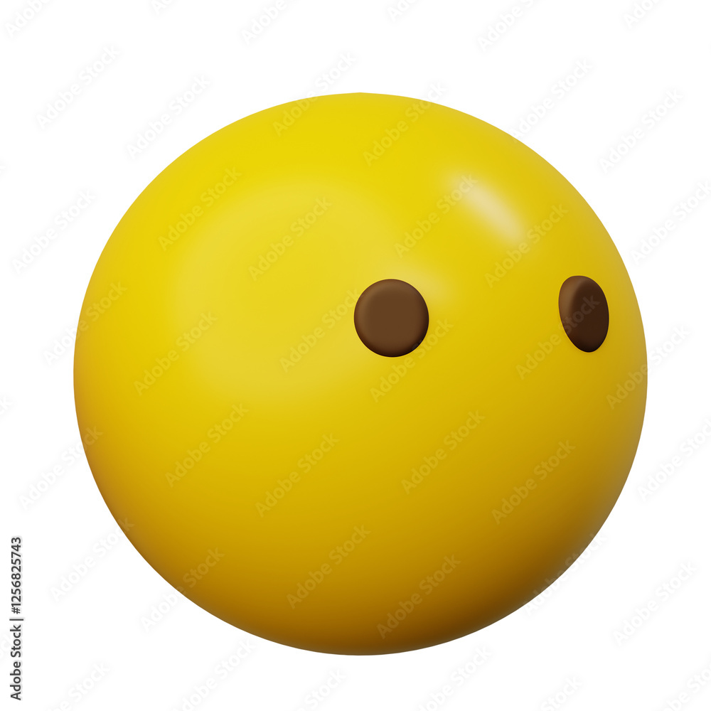 Fototapeta premium 3d Emoticon Speechless with No Mouth Face Yellow Ball Emoticon Emoji or Smiley