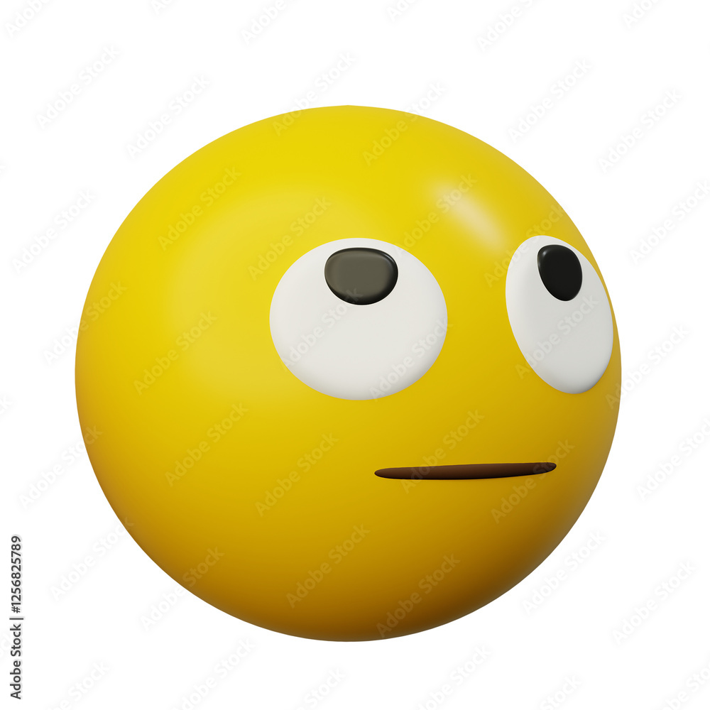 Fototapeta premium 3d Emoticon Rolling Eyes Up Face Yellow Ball Emoticon Emoji or Smiley