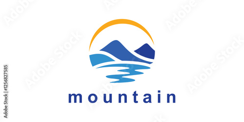 logo design combination of mountains and sea, logo for landscape, holiday, adventure, nature, symbol, icon, idea, creative.
