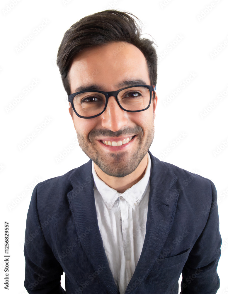 Portrait of only one Man. White Background. Portrait of only one Man. White Background.