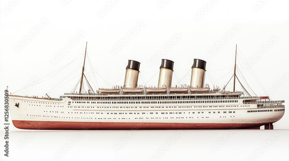 Fototapeta premium Vintage Model Ship, White, Isolated