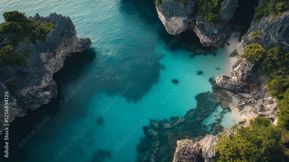 Stunning Coastal Paradise: Pristine Turquoise Waters and Dramatic Cliffs Stunning Coastal Paradise: Pristine Turquoise Waters and Dramatic Cliffs