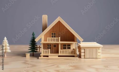 Obraz na płótnie Cute wooden house model - real estate home sweet home dream house concept architecture photographyarchitecture city building urban design exterior background tourism w salonie