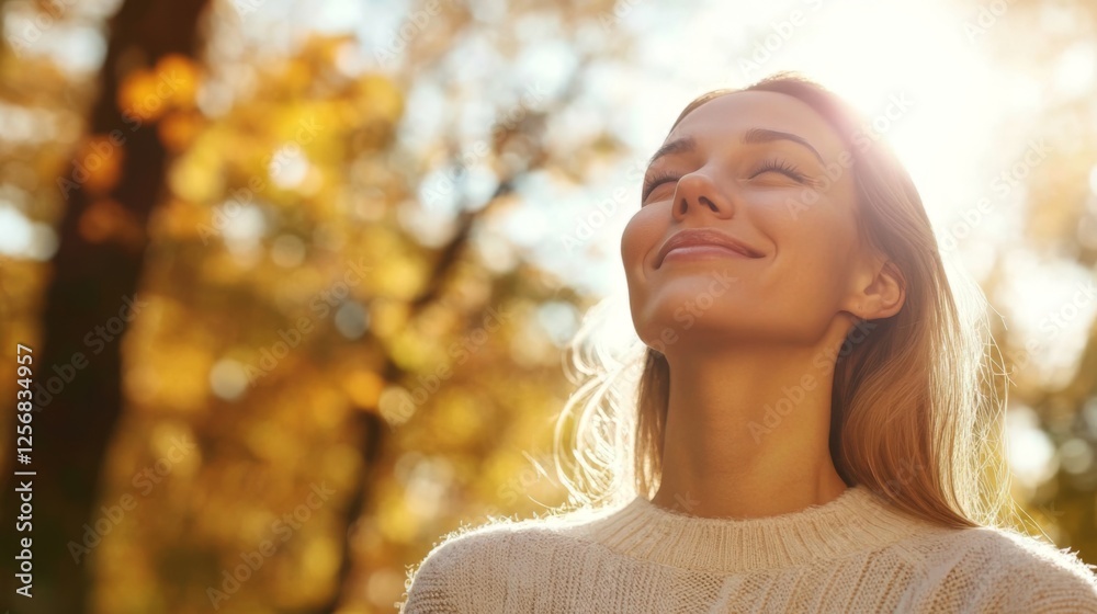 Woman in Autumn Forest: Embracing Tranquility and Joy Woman in Autumn Forest: Embracing Tranquility and Joy