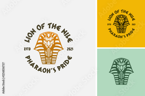 Lion of the Nile logo design. representing pharaohs pride, ideal for Egyptian culture, history, and powerthemed designs. Great choice for branding. EPS layered vector