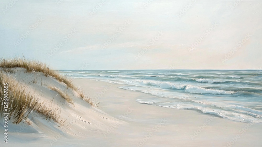 Serene Coastal Dune Landscape: A Peaceful Beach Scene Serene Coastal Dune Landscape: A Peaceful Beach Scene