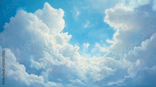 Majestic Cloudscape Painting: A Breathtaking View of the Sky photo